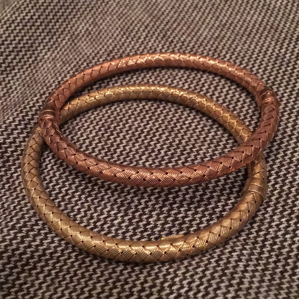 Yellow and Rose Gold bangles - set of 2